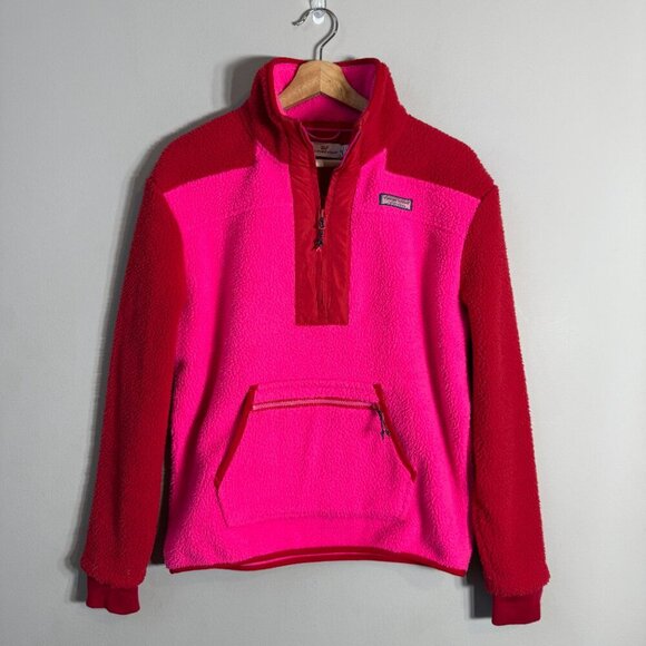Vineyard Vines 1/4 Zip Colorblock Fleece Pullover Jacket Women's Small Pink Red - Picture 3 of 15